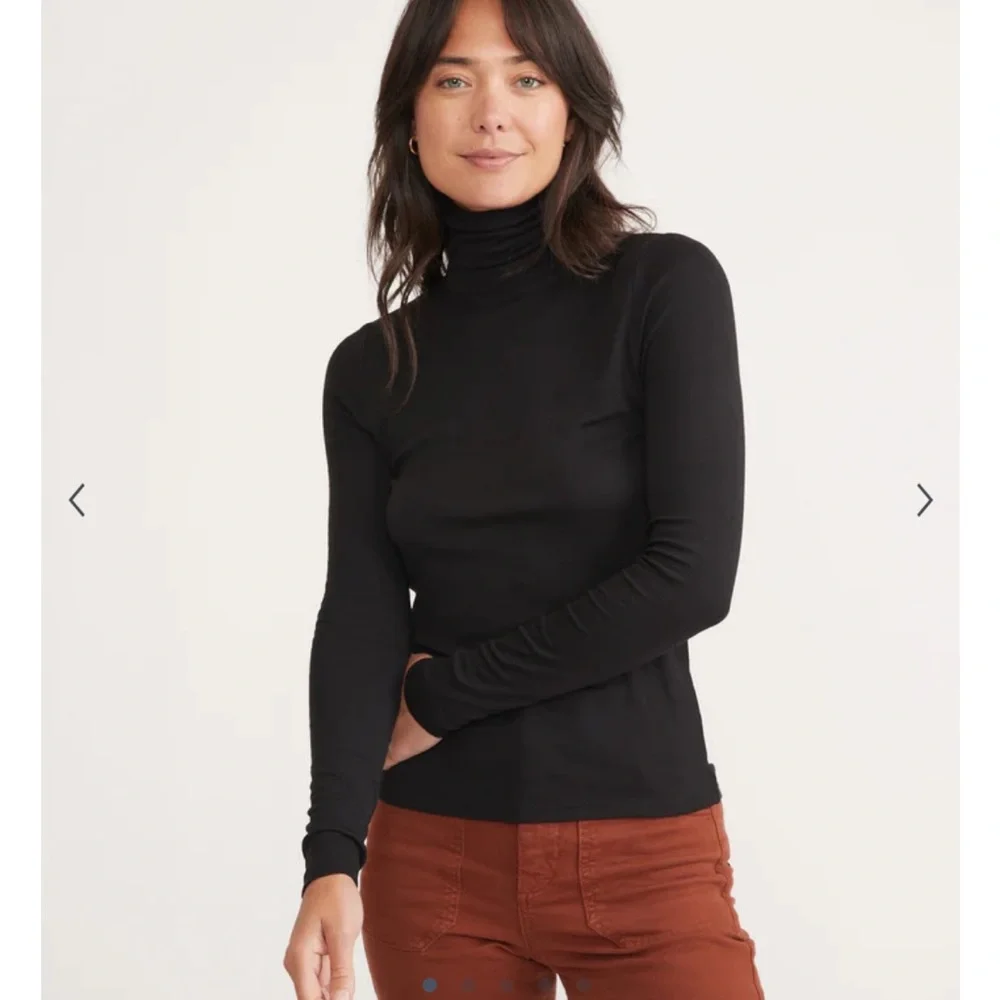 NWOT FAHERTY  Legend Rib Roscoe Turtleneck Long Sleeve Top In Black Size M